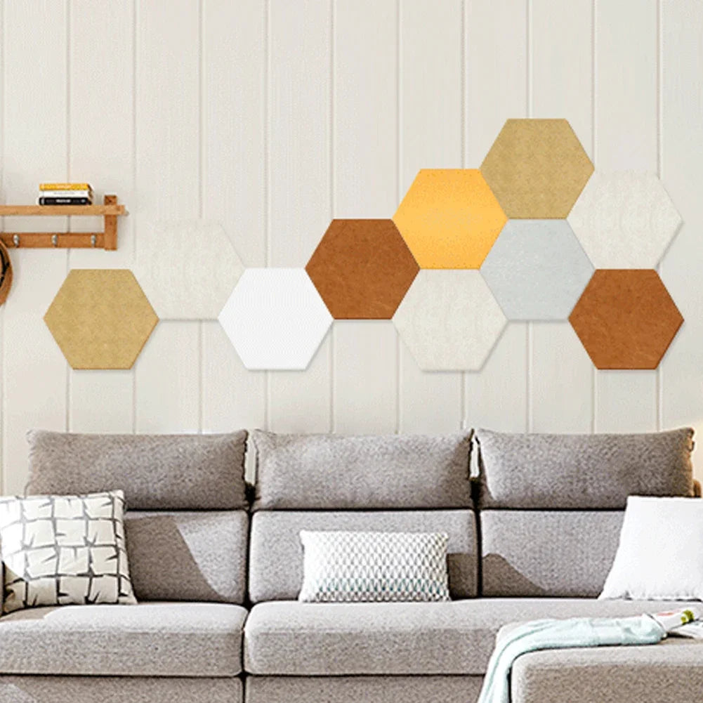 panneaux hexagonnels feutre adhésifs modernes couleurs variées décoration murale minimaliste DIY nhà cửa
