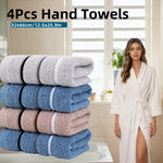 serviettes toilette coton polyester rayées gris clair bleu clair beige classiques 32x66cm pack