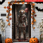 décoration murale halloween poster clown macabre citrouille squelette toile d'araignée gris rouge noire