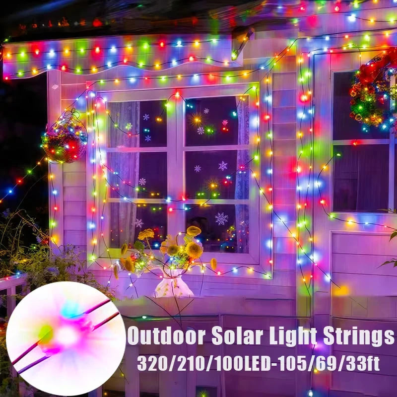 guirlande lumineuse solaire flexible 100 led multicolore ip65 imperméableextérieur jardin decoration festive