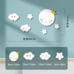 décoration murale enfant lune nuages étoiles adhésif pvc blanc rose verte