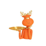support clés cerf doré plateau rangement moderne orange bleu decoration festive