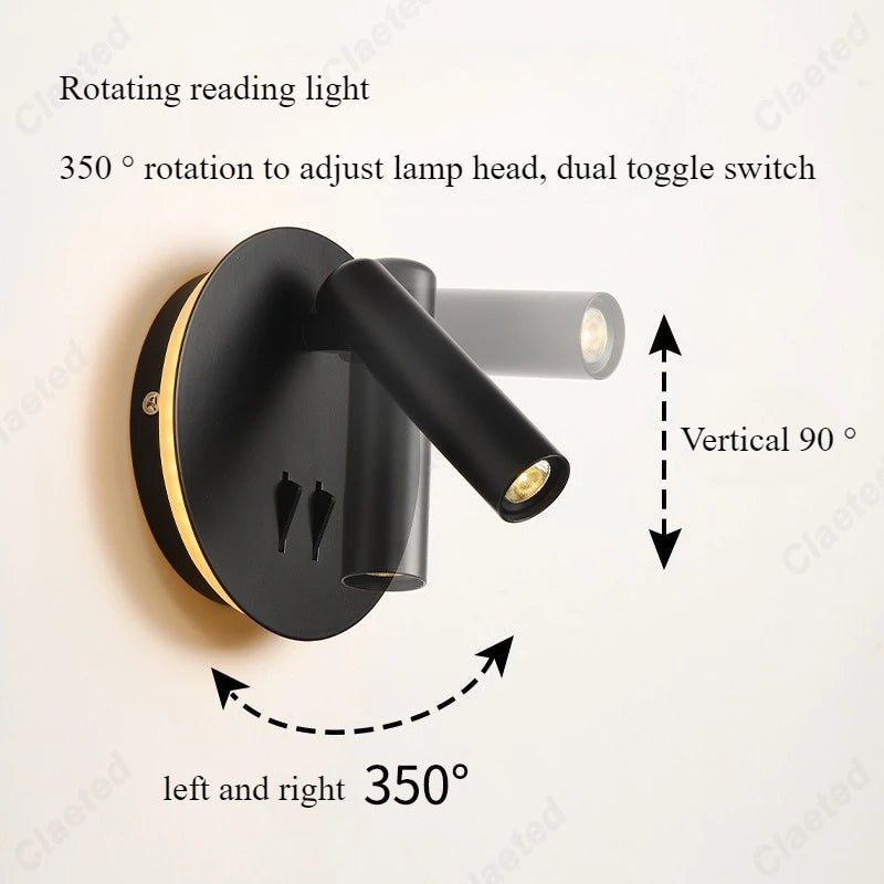 lampe chevet or moderne éclairage chambre coucher led angle réglable fixée mur minimaliste