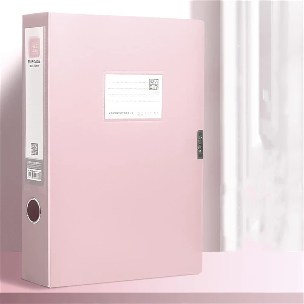 classeur violet moderne contenant papier calculatrice documents transparents organiser respectueux environnement