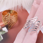 anneaux serviette or oiseau argent plumes moderne élégant adhésif