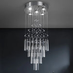 lustre suspendu moderne cristal argenté gouttes transparentes intérieur luxe