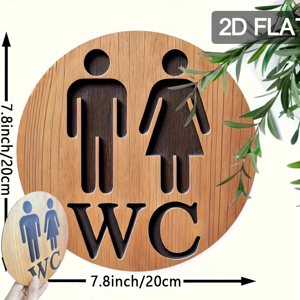 décoration murale panneau wc bois naturel silhouette humaine 2d flat 20x20cm
