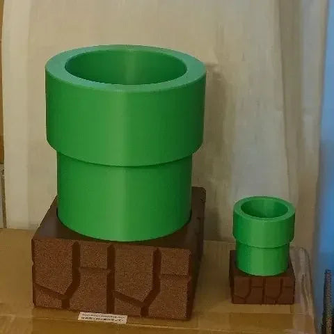 pots fleurs dessin animé mario tuyaux vert blocs briques plante verteDecorationGeekLudiqueImpression3D