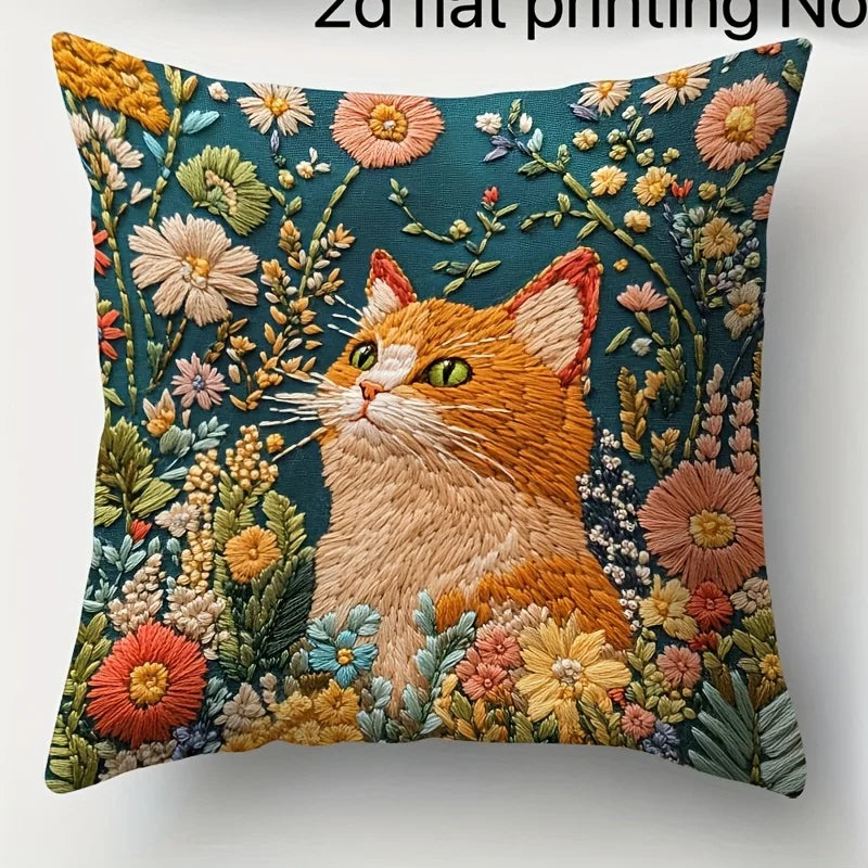 housses coussins carrés imprimé floral modernes polyester peacheskin décoration maison lit voiture 45x45cm