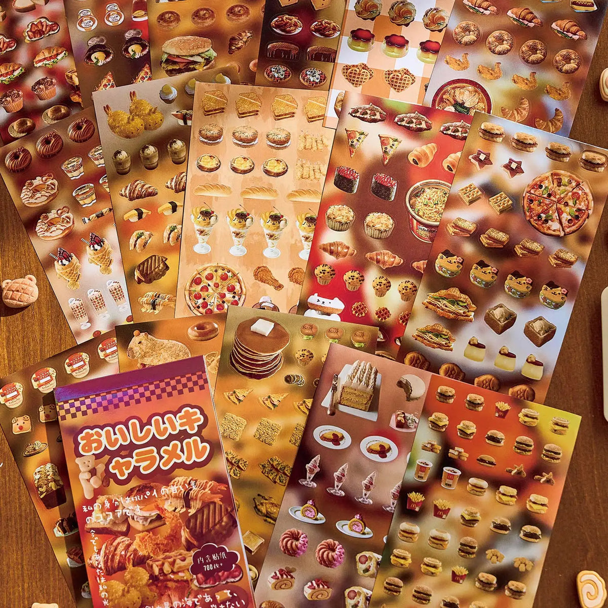 stickers alimentaires illustratifs cartoon gâteaux crèmes glacées hamburgers couleurs variées opaques scrapbooking journal intime