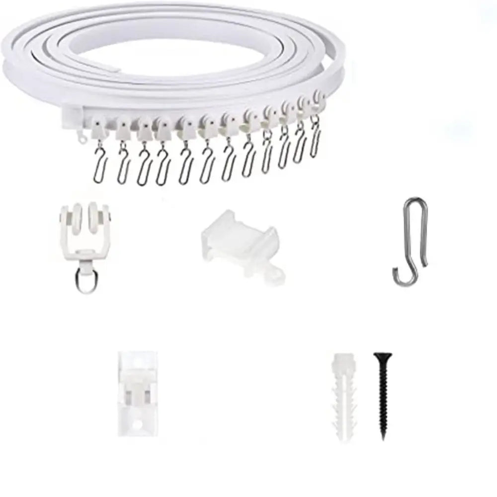 rideau polonais kit rail circulaire blanc moderne accessoires chariot roues crochets supports muraux
