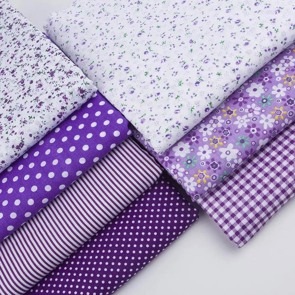 tissus imprimés vintage floral violet blanc motifs fleurs pois rayures carreaux 25cm 50cm 100cm