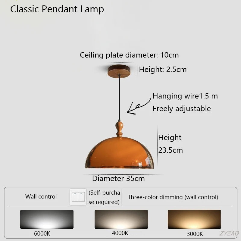 lampe suspendue moderne orange noir acrylique led réglable salon restaurant chambre principal