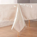 nappe table transparente pvc beige rayures verticales résistante l'eau 140x280cm moderne