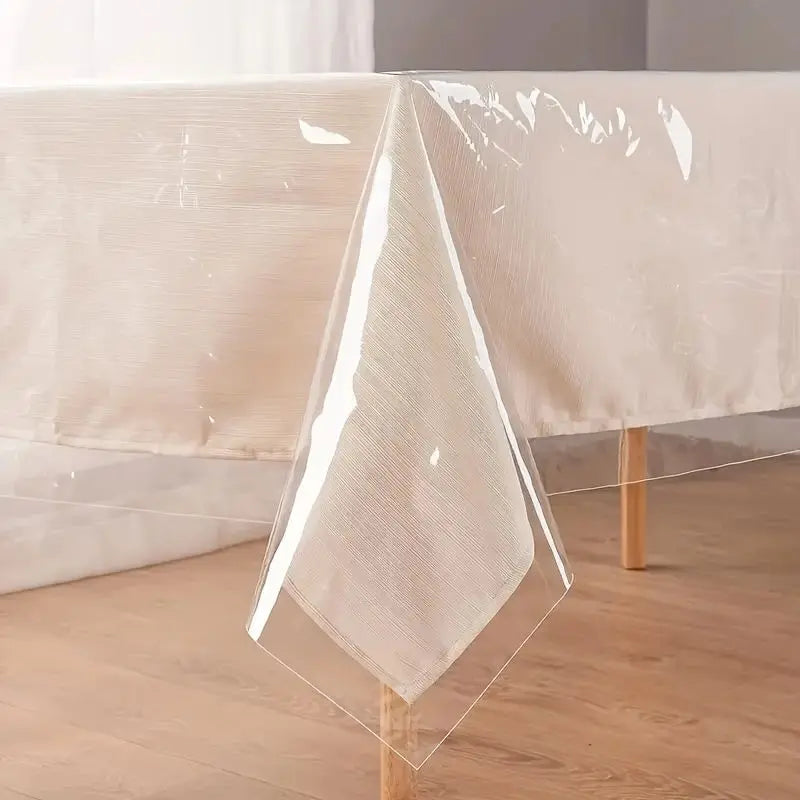 nappe table transparente pvc beige rayures verticales résistante l'eau 140x280cm moderne