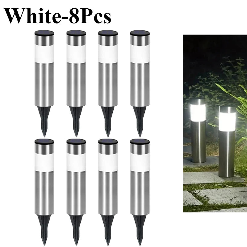 lampe solaire jardin led acier inoxydable moderne argenté doré ip65extérieur minimaliste