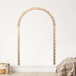 miroir doré scalloped moderne étagères intégrées bois non fini grande taille décoration murale