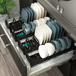 supports rangement assiettes bols clips réglables moderne blanc bleu doré respectueux environnement cuisine