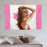 tapisserie drapeau canadien rose moderne graphique dorés ours peluche chambre salon decoration