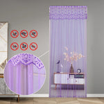rideau porte anti moustiques dentelle polyester transparent classique ruban auto agrippant beige bleu violet