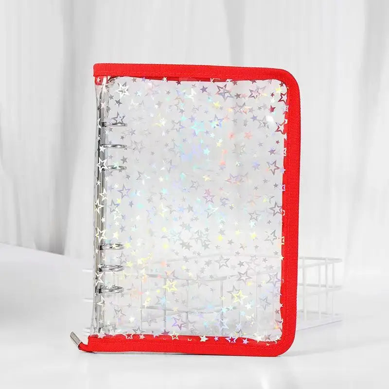 album photo transparent moderne étoiles dorées anneaux métalliques pochettes réutilisables pvc a5