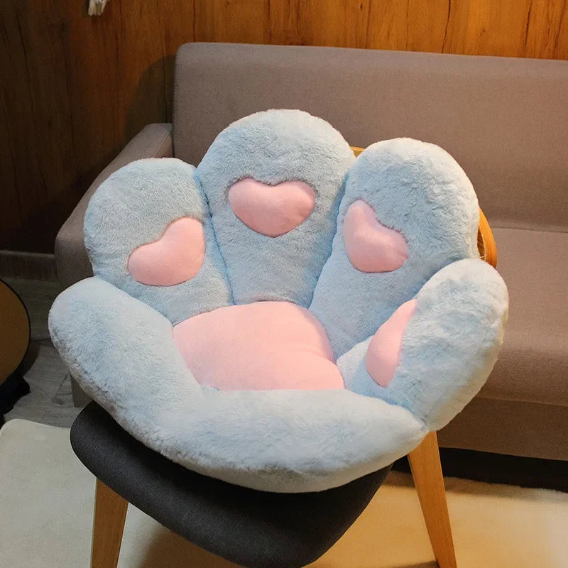 coussin patte chat peluche coeurs blancs doux lit amovible lavableDecoration mignonneAdultes