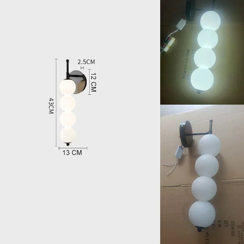 appliques murales modernes boules effet cristallisé noir blanc or led 45x45cm