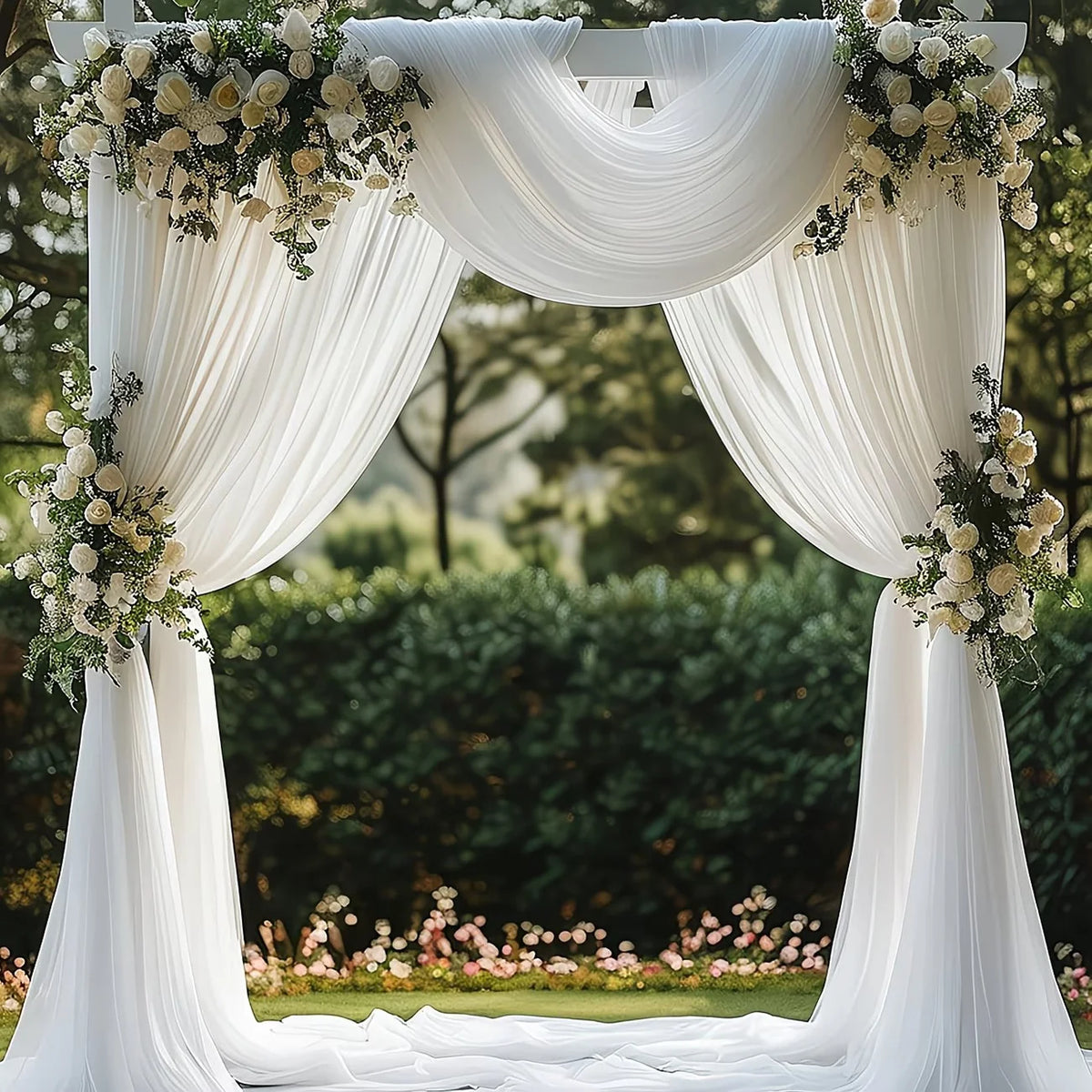 rideau decoration mariage blanc semi transparent 160cm largeur variable romantique echangement