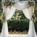 rideau decoration mariage blanc semi transparent 160cm largeur variable romantique echangement