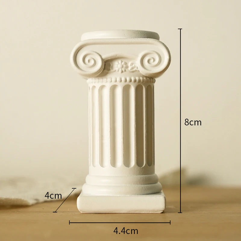 bougeoir classique blanc or sculpté décoration maison statue colonne grecque résine architecturalintérieur ornement