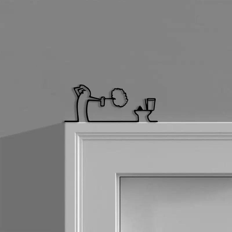 décoration murale minimaliste autocollant silhouette wc douche noir