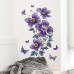 autocollants muraux papillons fleurs violets bleus dorés décoration intérieure réaliste chambre salon