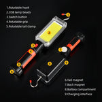 lampe travail led rechargeable 700lm 80w crochet aimant portable rouge noir blanc