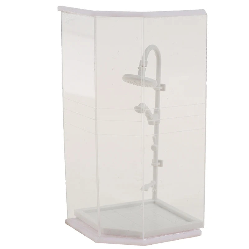 accessoires deco maison poupée ensemble salle bain douche baignoire evier wc resine blanc moderne