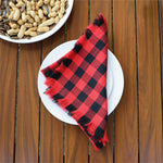 serviettes tissu carreaux vichy rouge noir rustique maison festive mariage noël