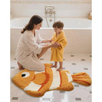 tapis bain imperméable peluche coquillage ours polaire poissons clowns gris blanc