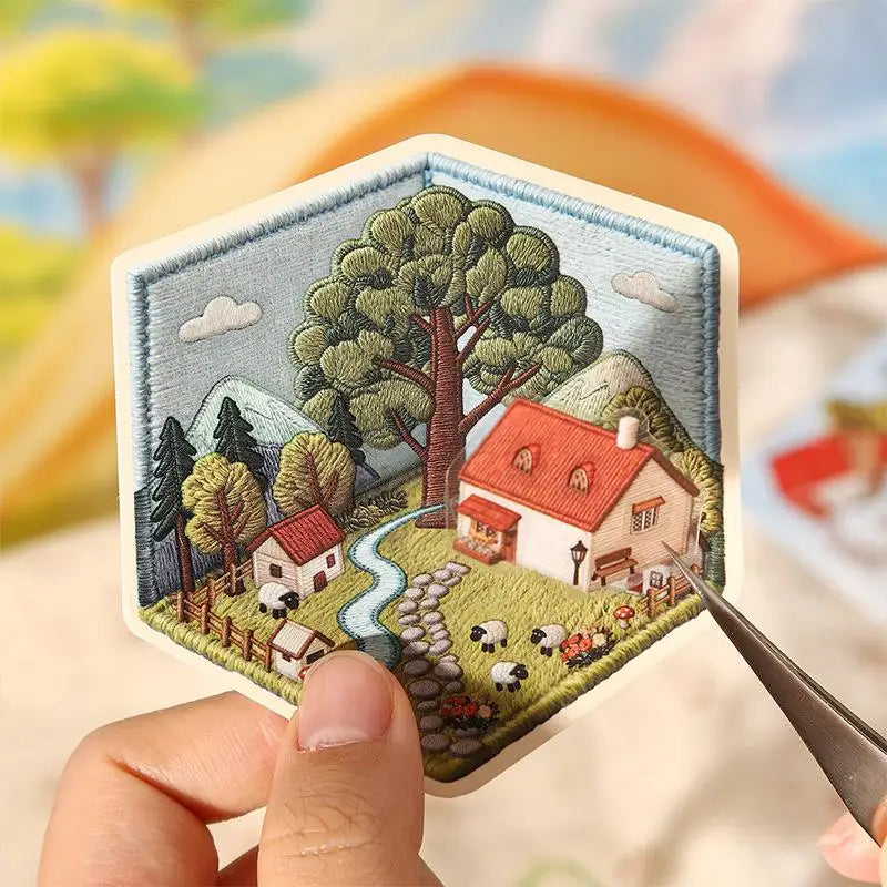 sticker 3d relief hexagonal scènes miniatures intérieurs paysages floral animaux décoration intérieure adhésif