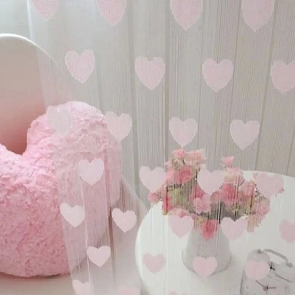 rideaux décoratifs bohèmes motifs cœurs tissu transparent romantique tringle rideaux