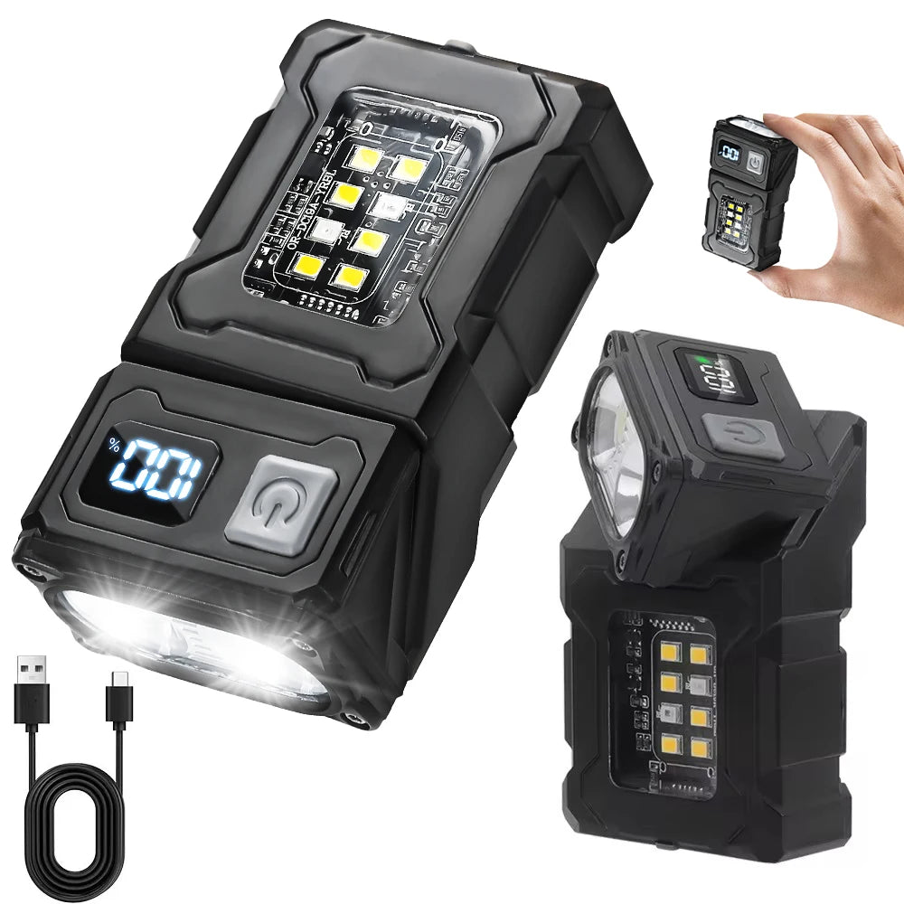 lampe torche rechargeable led noire aimantée rotative camping 10w intense modifiable moderne robuste