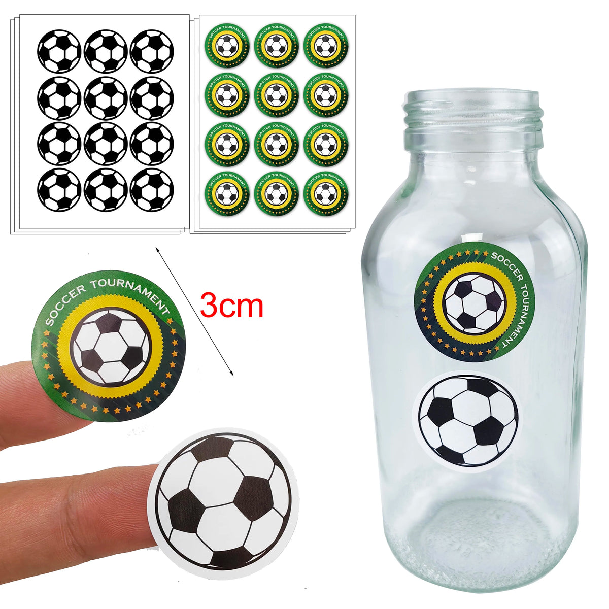stickers adhésifs football noirs blancs verts 3cm moderne sportifs chambre enfants anniversaire fête