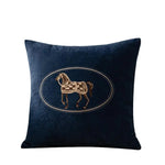 coussins brodés cheval moderne taie d'oreiller polyester coton respectueux environnement vert rose jaune bleu