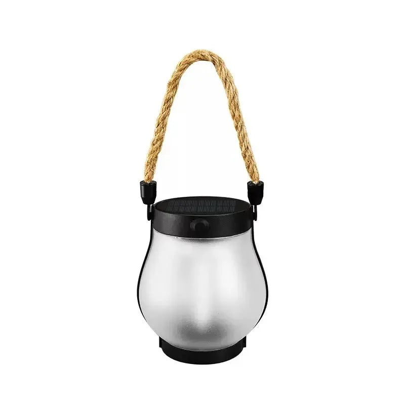 lanterne solaire portable rechargeable flamme 3d vacillante moderne noire ornement patio jardin camping