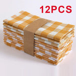 serviettes table orange blanches carreaux classiques pack 12 24 cm45cm