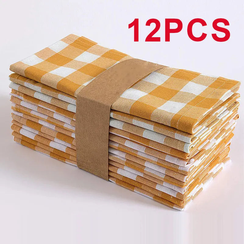serviettes table orange blanches carreaux classiques pack 12 24 cm45cm