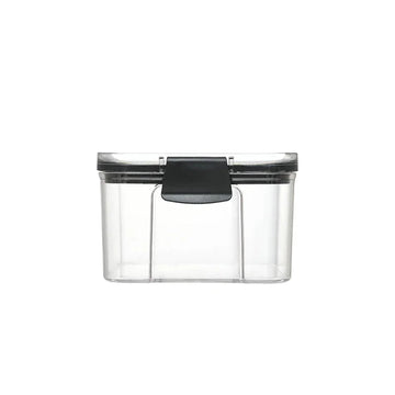 boîtes rangement alimentaire transparentes poignées noires multiple tailles réutilisables modernes pratiques épices pâtes graines