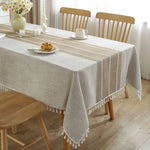nappe rectangulaire imperméable rayée franges rustique coton polyester extérieure intérieure table grande capacité