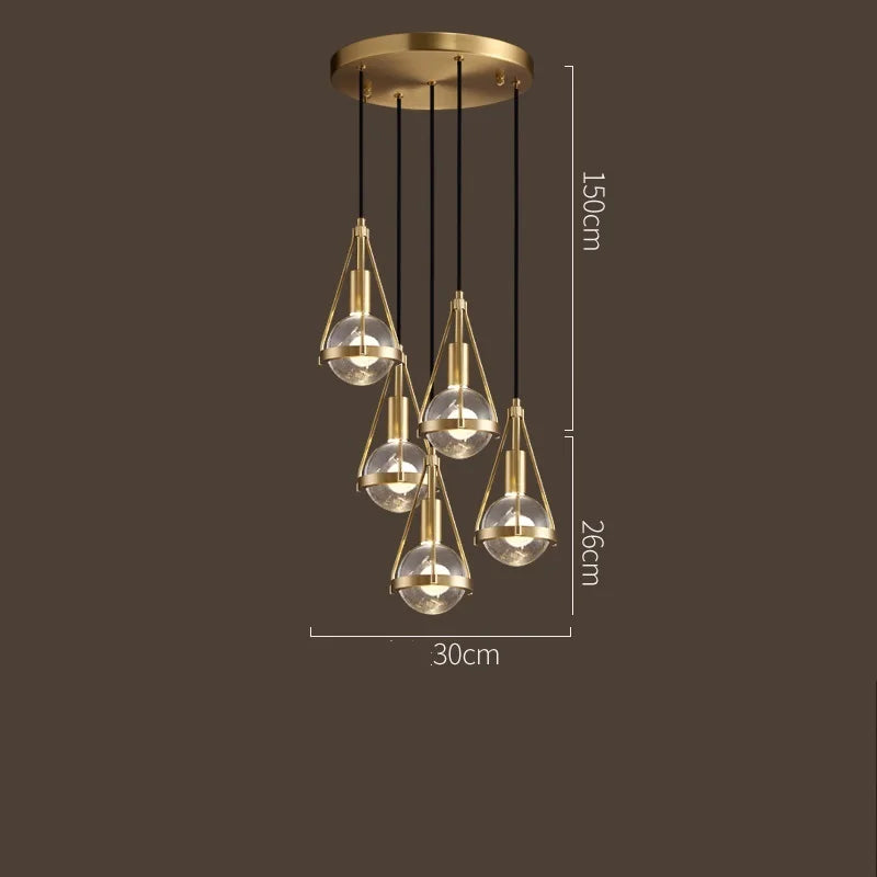 suspension lumineuse moderne or transparent 2000 82000 lumens chambre salon étude hall