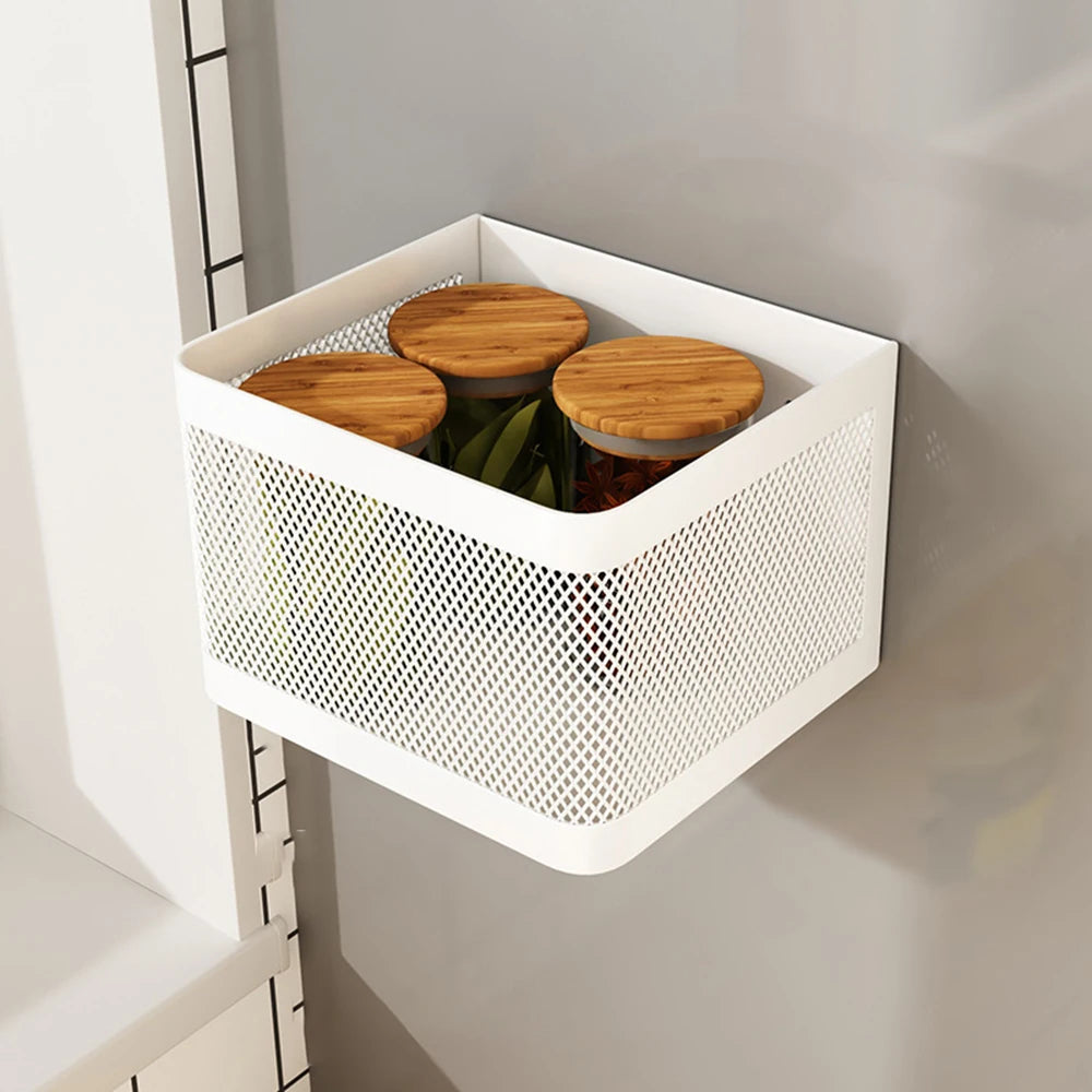 panier rangement noir blanc maille fine adhésif moderne minimaliste pots couvercle bambou