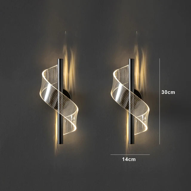 suspension lumineuse moderne or blanc spirale transparent chambre salon