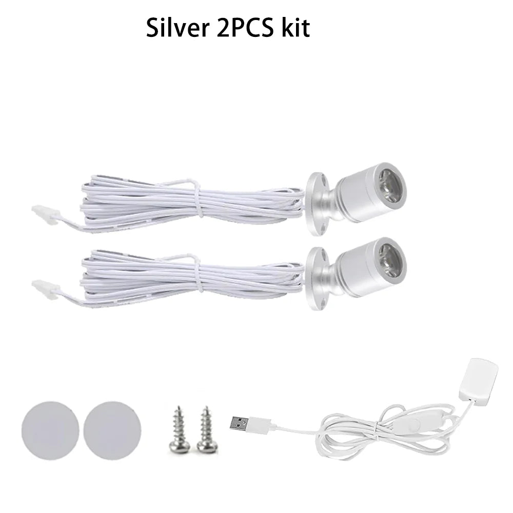 projecteur led mini argent noir réglable éclairage boutique étagère moderne cable interrupteur